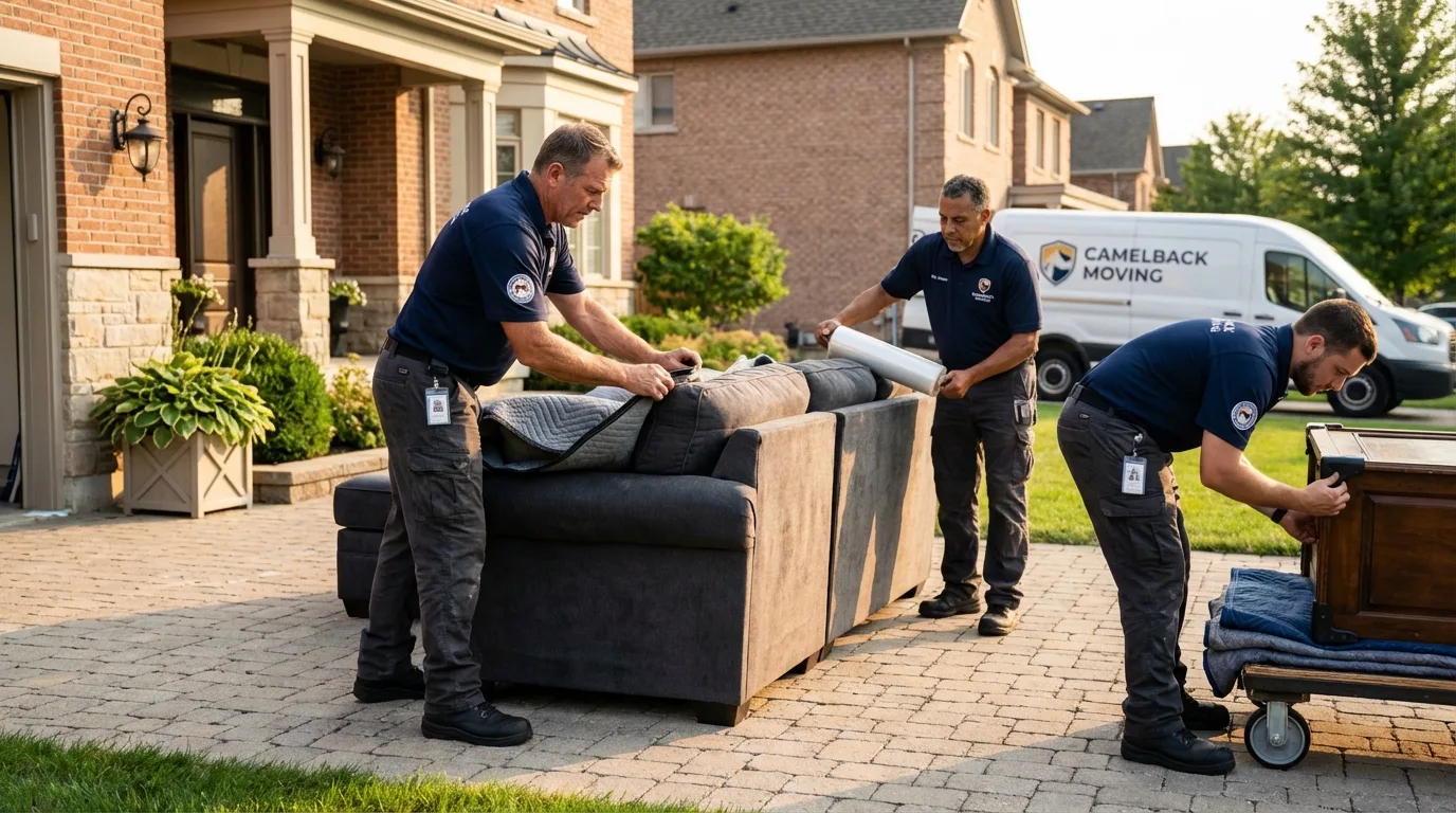Large estate moving crew wrapping furniture in Elkader, IA