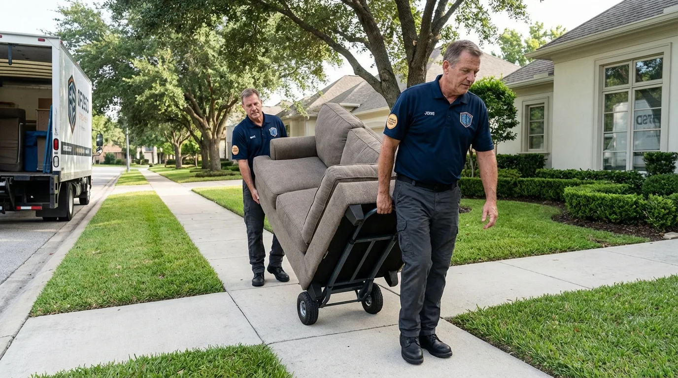 Local residential moving crew loading furniture in Elkader, IA